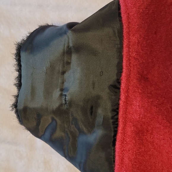 Carole Little vintage wool jacket red faux  fur cuffs and collar - Picture 8 of 11